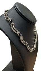 Onyx Marcasite Necklace Bracelet And Earring Set