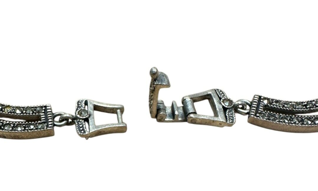 Onyx Marcasite Necklace Bracelet And Earring Set