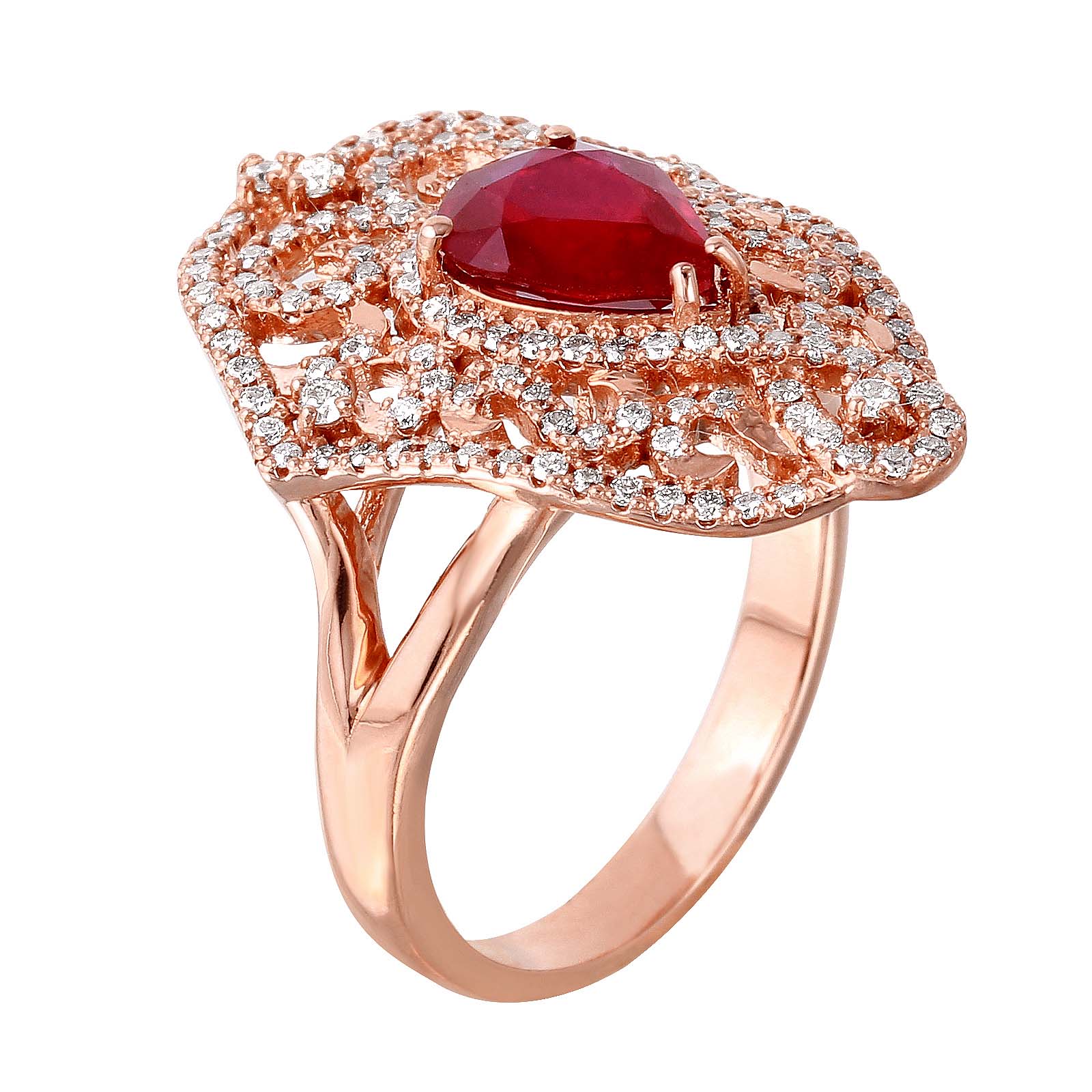 14KT Rose Gold 2.51ctw Ruby and Diamond Ring Size 7.5