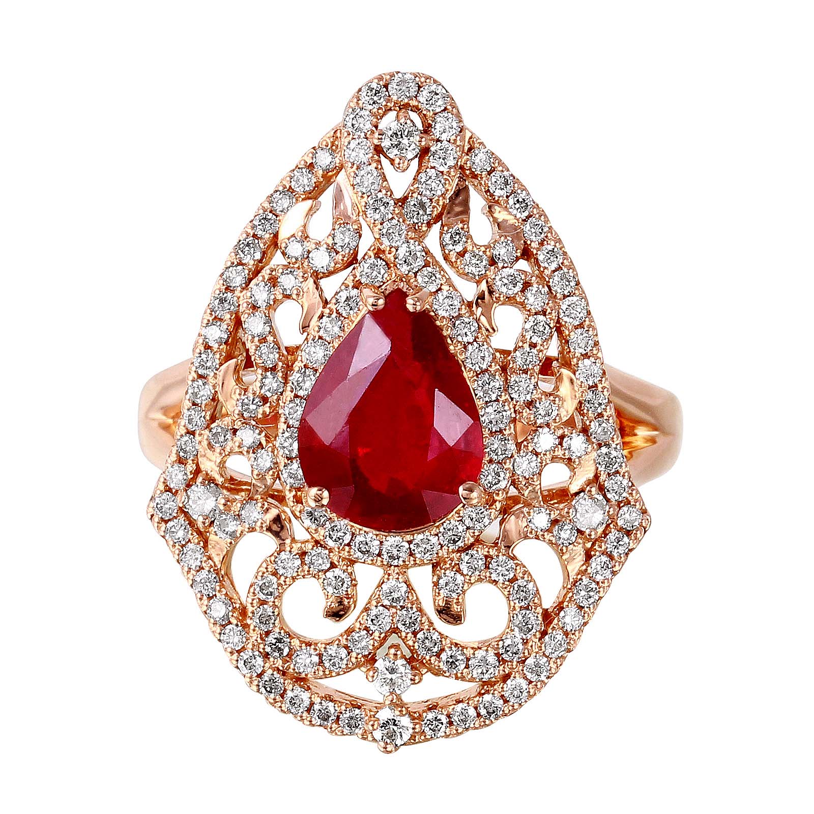 14KT Rose Gold 2.51ctw Ruby and Diamond Ring Size 7.5