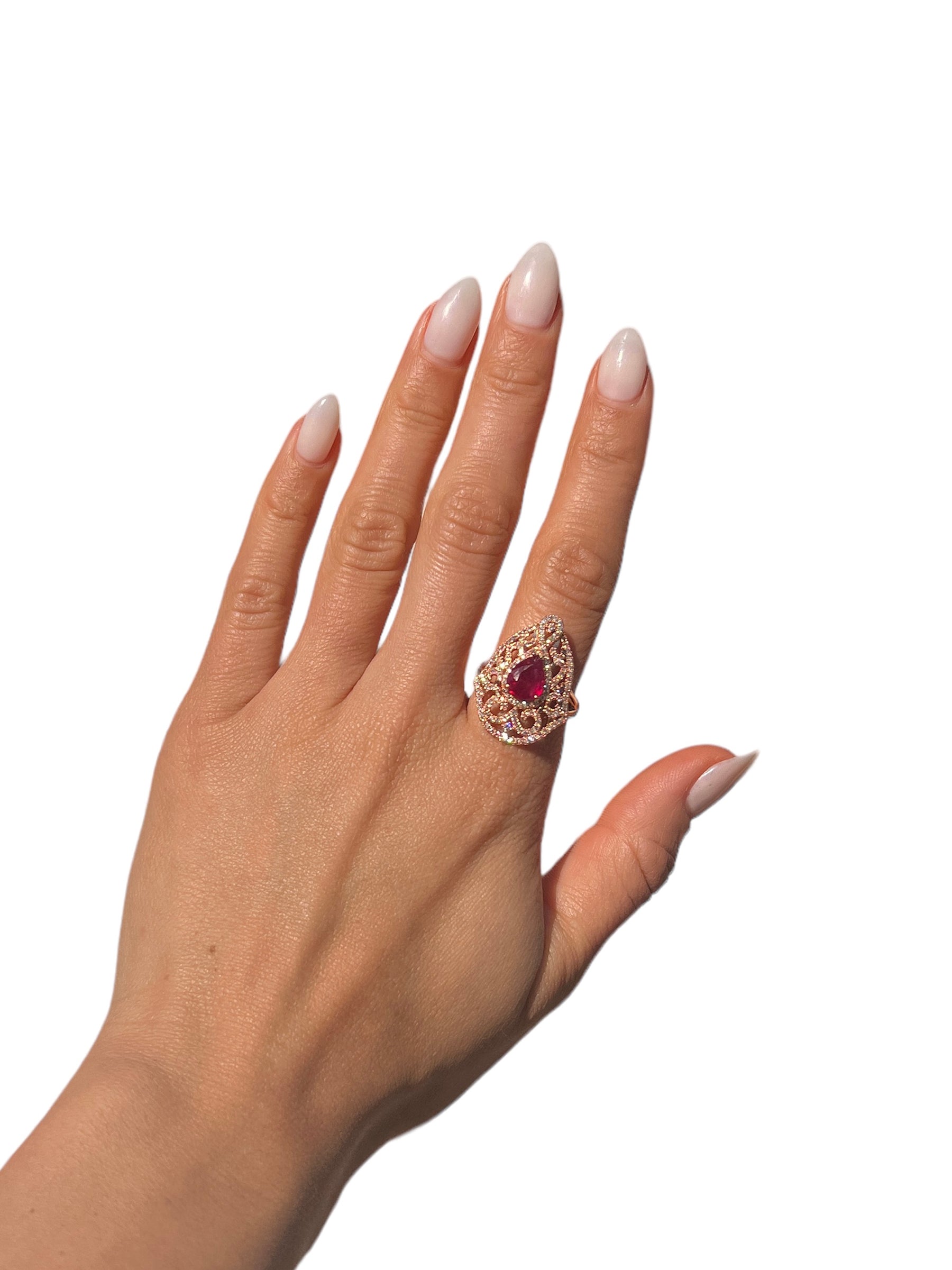 14KT Rose Gold 2.51ctw Ruby and Diamond Ring Size 7.5