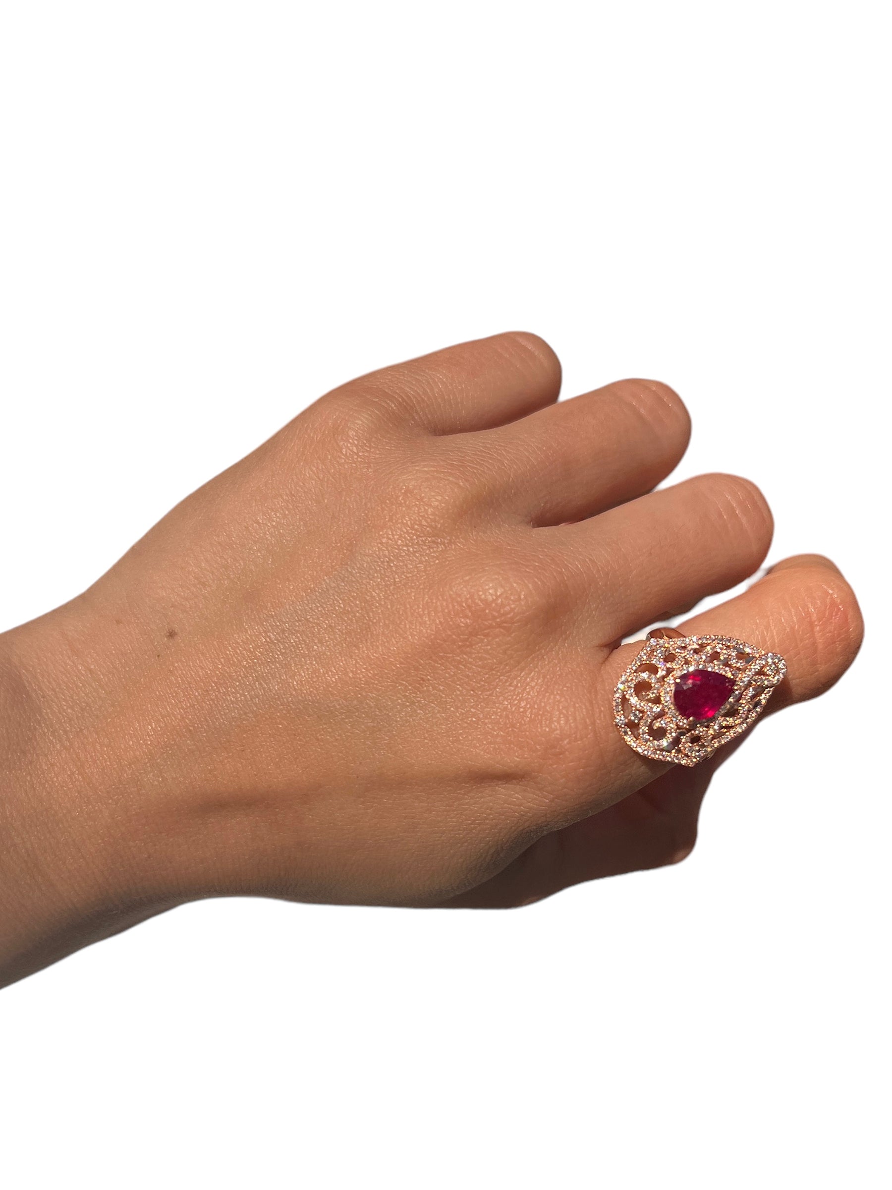 14KT Rose Gold 2.51ctw Ruby and Diamond Ring Size 7.5