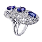 14KT White Gold 6.43ctw Tanzanite Diamond Cocktail Ring Size 6.75