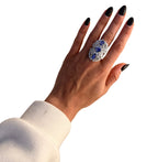 14KT White Gold 6.43ctw Tanzanite Diamond Cocktail Ring Size 6.75